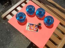 TRANSPARENT  BLUE 58mm CRUISER/SKATEBOARD WHEELS  now FREE bearings & spacers