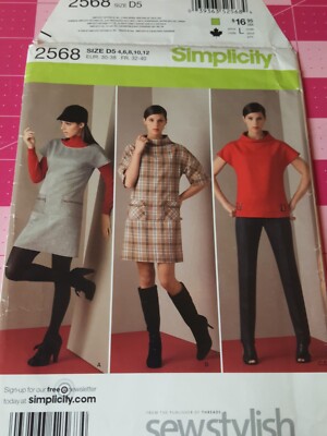 Simplicity Pattern 2568 Slim Leg Pants Dress Top Sizes 4 6 8 10 12 UNCUT