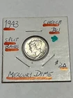 1943 P Mercury Dime 10c US Mint Silver Coin 1943-P BU MS+ FSB