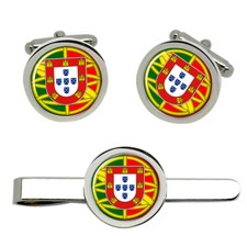 Portugal Wappen Manschettenkn&ouml;pfe Und Krawattenklammer Set