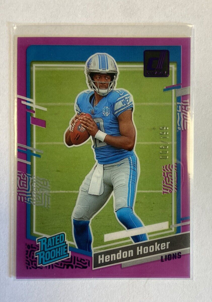 2023 Panini Clearly Donruss Hendon Hooker Rated Rookie Purple #006/199 RC #61
