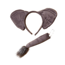 Plush Elephant Ears on Headband with tail Fancy Dress Set - New