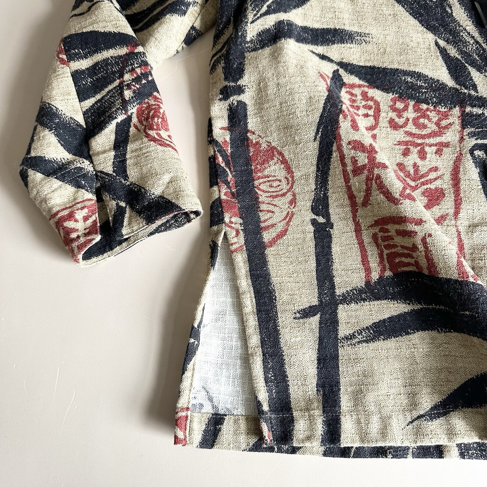 Giacca con bottoni pony dipinta bambù stampa asiatica made USA vintage taglia M