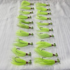 20 Pack of 1/2oz Chartreuse/Gold Flake Bucktails for Saltwater Fishing