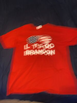 Red Let s Go brandon Tee With Sunglasses