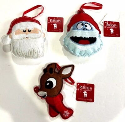 Rudolph the Red-Nosed Reindeer x Dept 56 Felt Ornaments Rudolph, Santa, Snowman