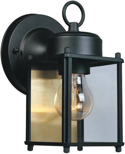 Outdoor Modern Light Wall Sconce Fixture Black Porch Exterior Metal Glass Small