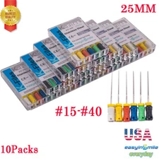 10Pack Endodontic K Files Dental Root Canal SS Hand Use Endo #15-40Assorted 25MM