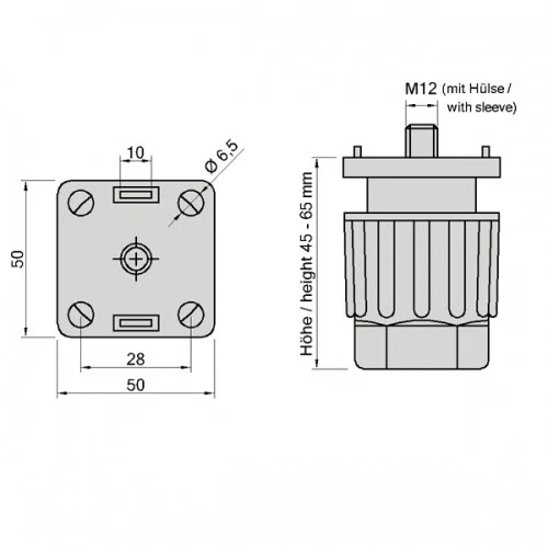 Stellfuß PA M8 + M12 höhenverstellbar Gerätefuß für Aluprofil 45x45 Nut 10 - Bild 4 von 4