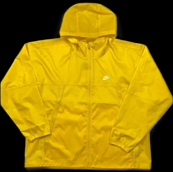 Nike Revival Lightweight LOOSE Woven Yellow Solar Zip Hood Running Jacket Mens S - Image 2 of 4