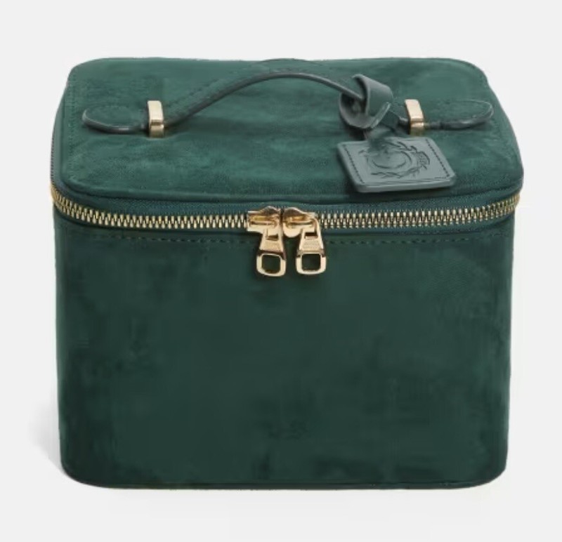 Guess Green Faux-Suede Cosmetic Travel Case