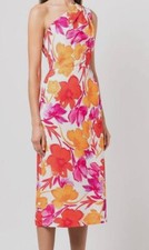 451 Milly Women's White Peony Printed One-Shoulder Sheath Dress Size 6