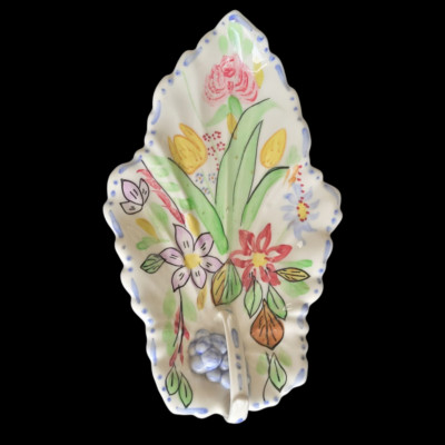 Blue Ridge Southern Potteries Summertime Oval Celery Leaf Tray Handle