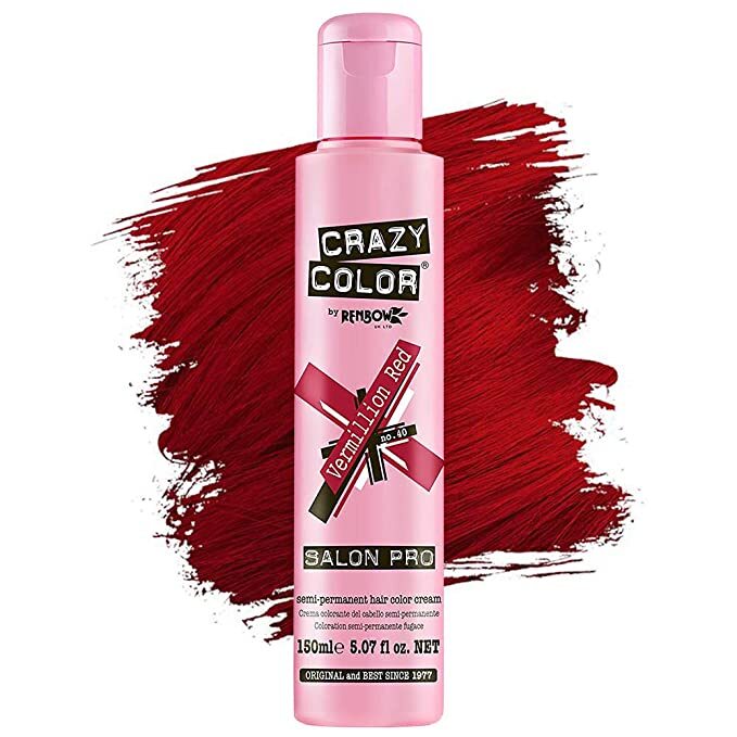 Crazy Color by Renbow Semi Permanent Hair Color Cream Dye 150mL Vermillion Red