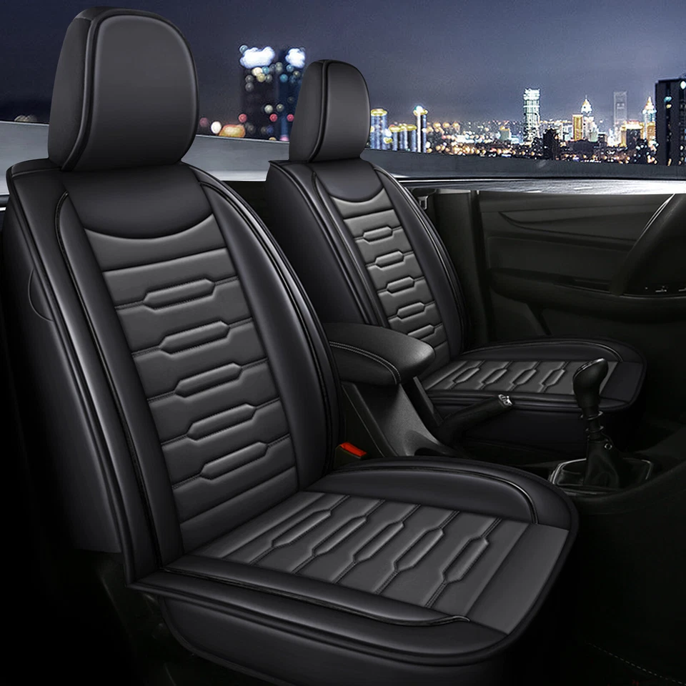 Breathable Seat Covers PU Leather Full Set Grey Pad For KIA Amanti 2004-2008 - Image 2 of 4