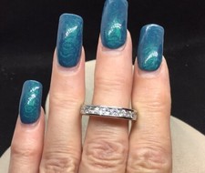 Silver Tone Clear Cz Stone Eternity Fashion Band Sz 9.25 E493