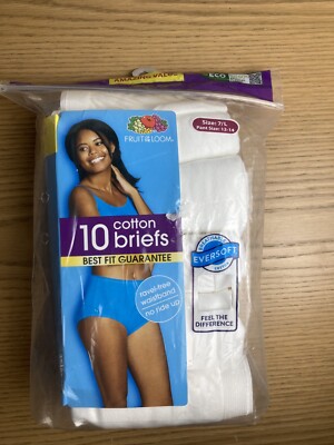 Fruit Of The Loom Womens Underwear Sz 7/L Cotton Briefs Panty - 10 Pack New