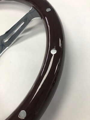 60-69 Chevrolet C10 Pick Up 15 Steering Wheel Black Wood Grip on Chrome Spokes 60-69 Chevrolet C10 Pick Up 15 Steering Wheel Black Wood Grip on Chrome Spokes