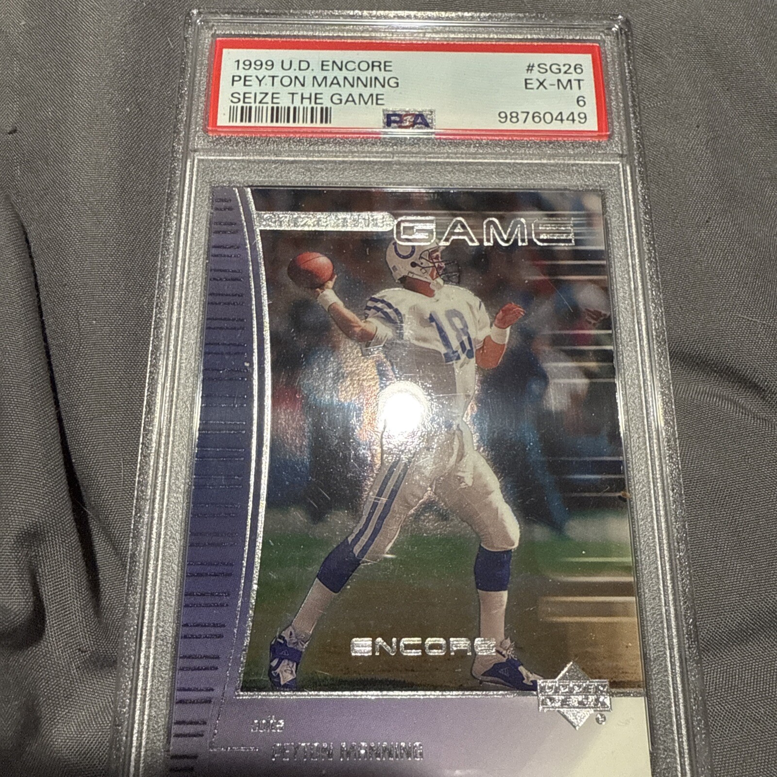 1999 Upper Deck Encore Seize the Game Colts Football Card  Peyton Manning PSA 6
