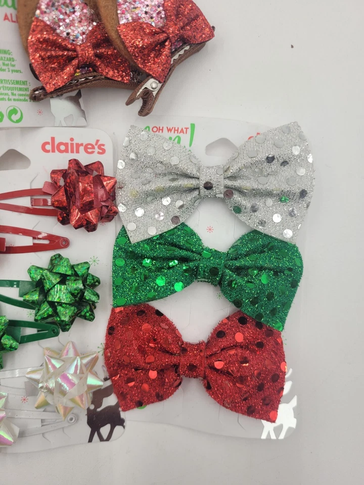 Набор рождественских аксессуаров для волос Claire's из 5 зажимов банты олени  - Изображение 3 из 4