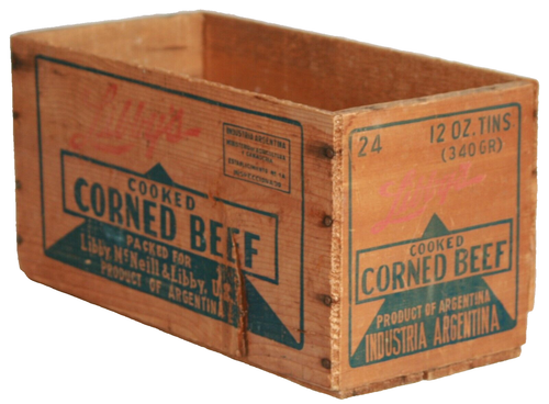 ORIGINAL Libby's Cooked Corned Beef Wood Shipping Crate Argentina to Portland OR - Picture 3 of 15