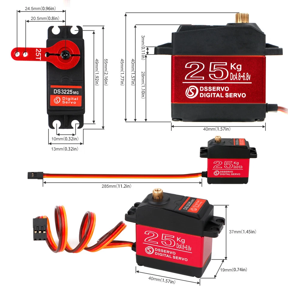 2x 25KG Full Metal Gear Digital Servo Servoarm hohem Drehmoment für RC Car 180° - Bild 3 von 4