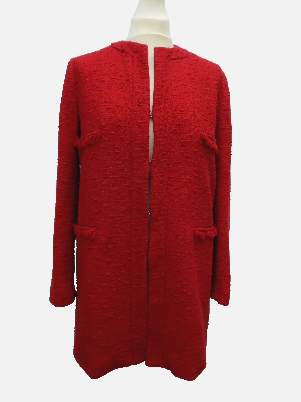 ALTRA Blazer cappotto tweed rosso lungo Zara taglia S ref 7853 658