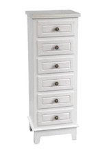 CASSETTIERA LEGNO 6 CASSETTI SETTIMINO SHABBY CHIC DECAPE BIANCO PERLA 109*40*30