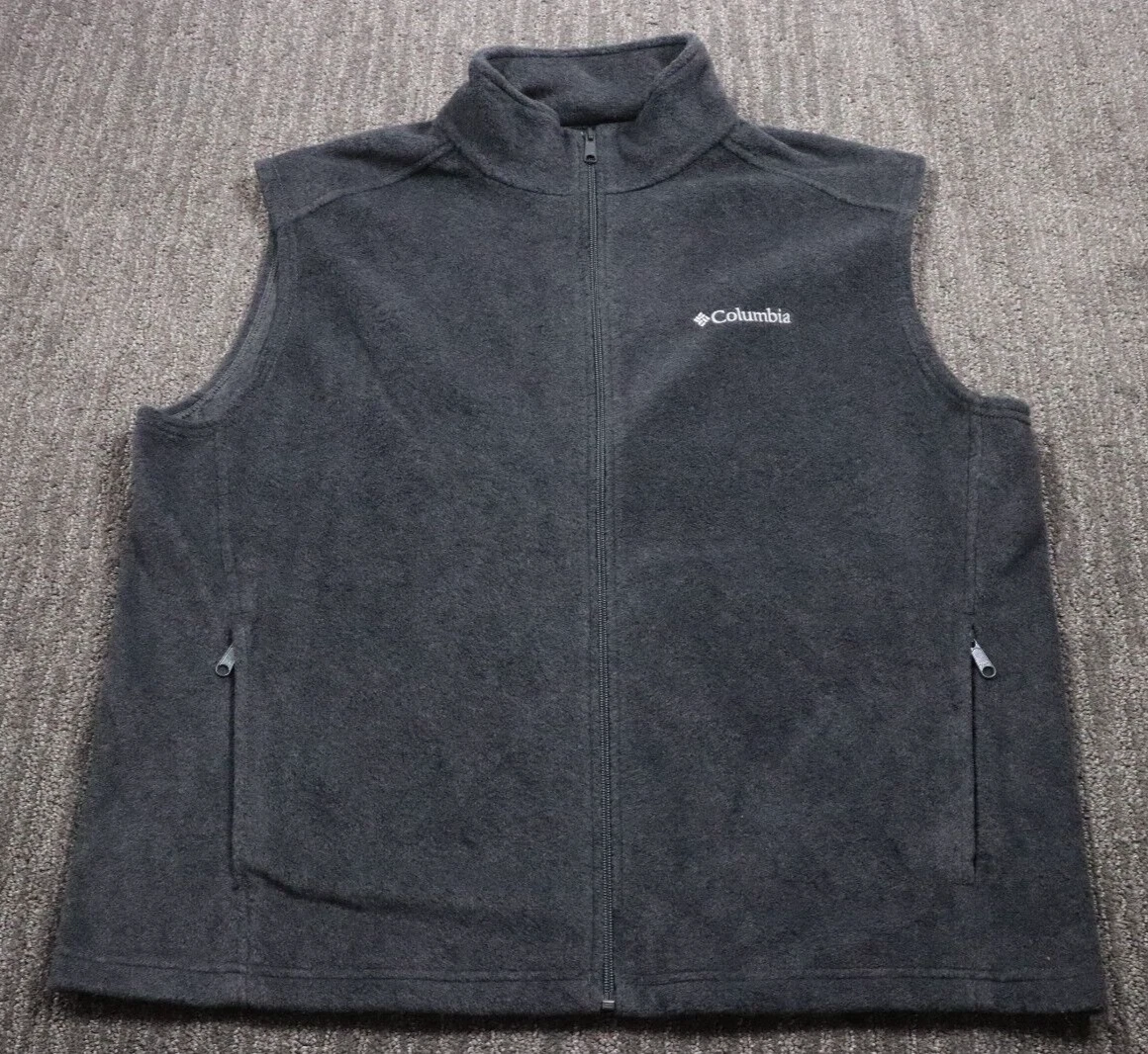 Columbia Fleece Vest Men's XL Full-Zip Pockets Outdoor Gray Hiking Soft