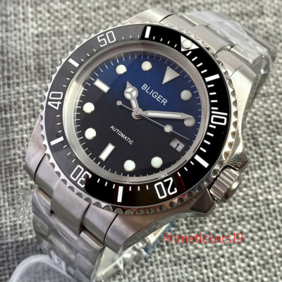 BLIGER 43mm Automatic Men Watch Blue Black Dial PT5000 NH35A Rotating Bezel Date