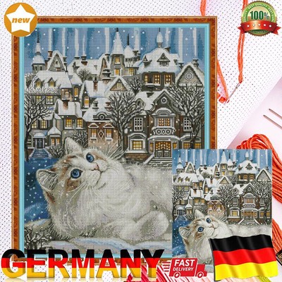 Full Embroidery Eco-cotton Thread 14CT Counted Cat Cross Stitch Home Kit 47x57cm