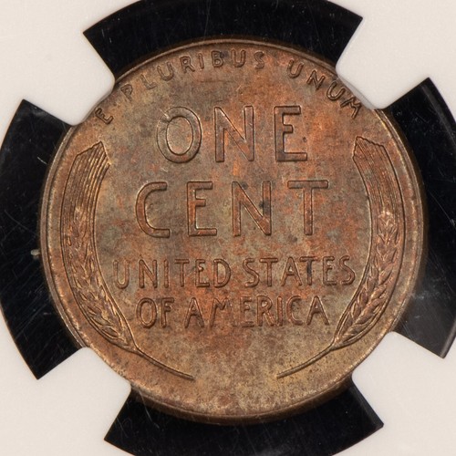 1958-D 1c Lincoln Cent - Neon Rainbow Accent Toning - NGC MS 65 BN - SKU-X4513 - Picture 9 of 14