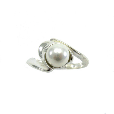 Stilvoller Sterling Silber Ring massiv 925 6 mm Perle Handarbeit R000020 Kaiserin