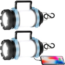 Paquete de 2 Luces de Camping, Linterna LED Recargable, 1000 lúmenes, Foco de