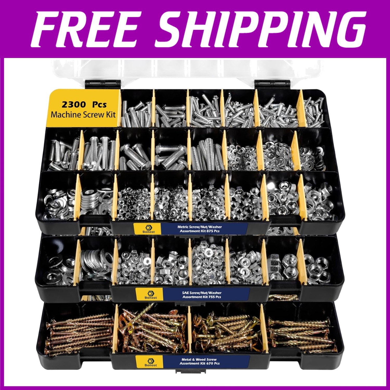 2300pc Hardware Assortment Kit - SAE & Metric Screws