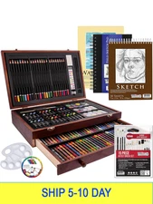 U.S. Art Supply 162-Piece Deluxe Mega Wood Box Art Painting and Drawing Set - Ar
