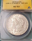 1879 O/O Horizontal O Morgan Silver Dollar ANACS AU 53 VAM-4 Top 100!