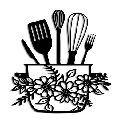 Metal Kitchen Signs Wall Decor, Modern Kitchenware Line Art, Rustic Home Hang...