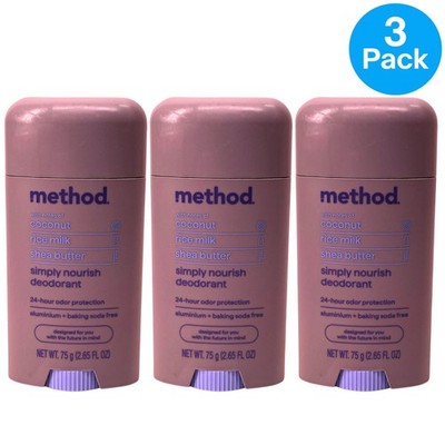 Method Simply Nourish Deodorant 2.65oz 3 Pack NEW