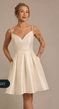 David’s Bridal Short Wedding Dress 18W Ivory Mikado NEW WITH TAGS