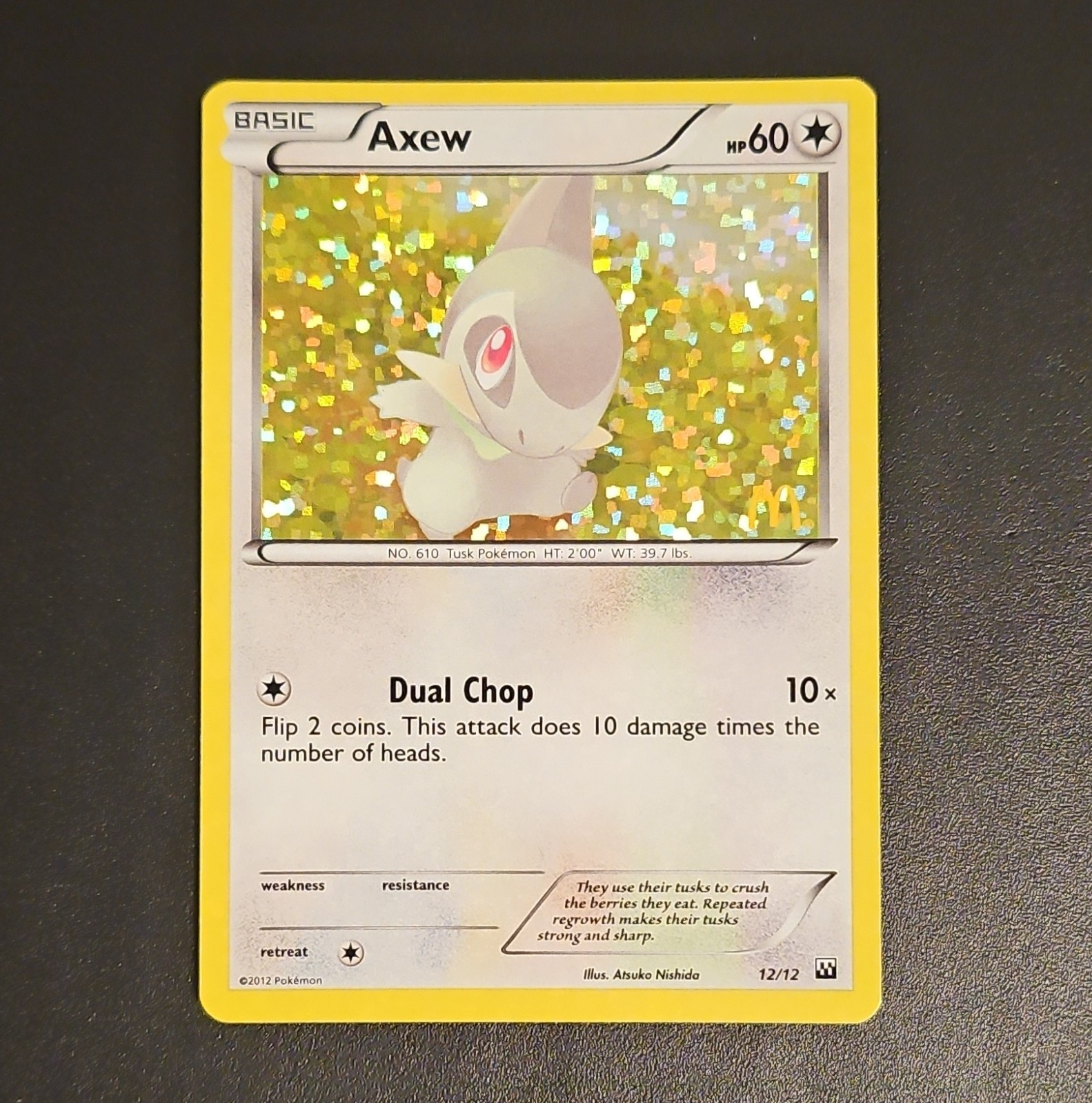Axew #12/12 McDonald's 2012 Holo Promo Eng 60HP Basic Pokemon TCG