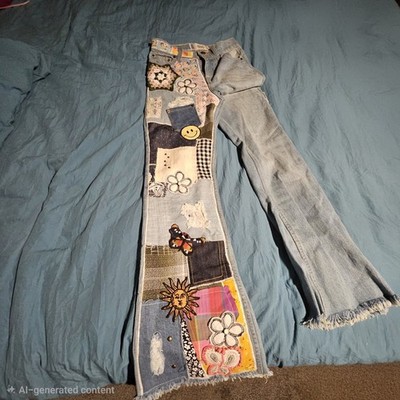 Urban Outfitters BDG Jeans Women 25 High Rise Flare Leg Patch Work Hippie Boho