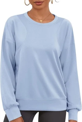 Sweat-shirt oversize pour femme à manches longues sport chic bleu taille L - Photo 1/4