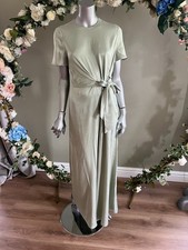 TED BAKER Jumpsuit Womens TB 2 UK 10 Sage Green Wide Leg Tie Front Detail NEW