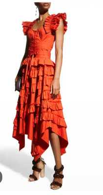 Ulla Johnson NWT AZURE ruffled tiered skirt, Nasturtium, 0, RV $495