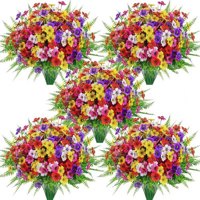 24 Bundles Artificial Flowers for Outdoors Fake Ferns UV Resistant Faux Spring