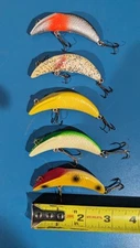 LOT OF 5 EDDIE POPE FISHBACK LURES SIZE 4 = LOT H = VINTAGE BAITS