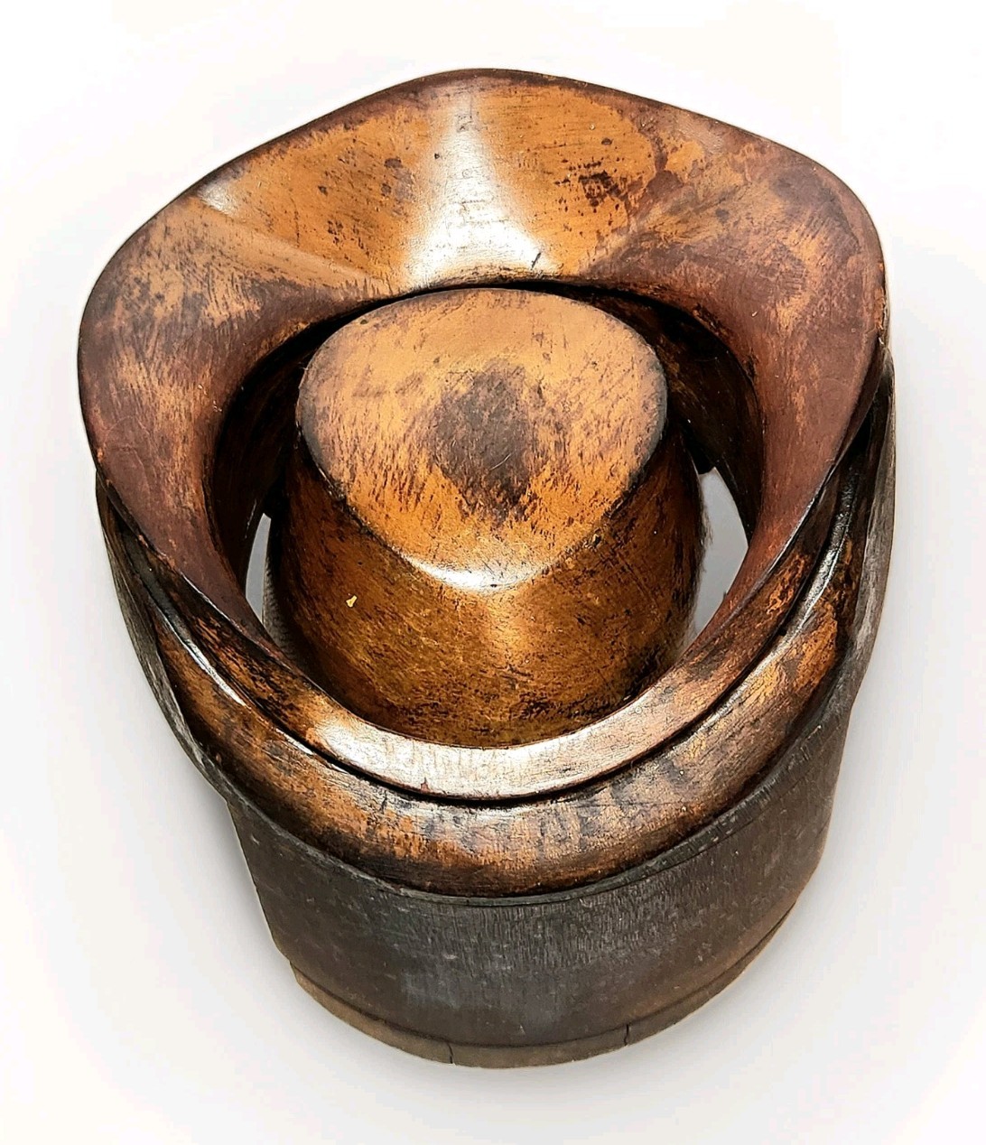 Antique Wooden Millinery Midwest Hat Block Die Co. Form Mold 5318 Front HS. 22