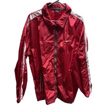 Nike Red White Track Jacket Full Zip Windbreaker Size XL Vintage