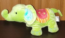 2005 Carter's Green Baby Elephant Plush Lovey Rattle Stuffed Toy 8622 10" B